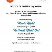 Possible Quorum August 3, 2024 & August 6, 2024