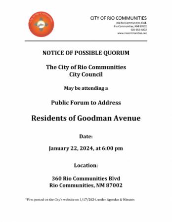 Notice of Quorum January 22