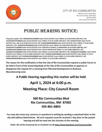 April 1, 2024 Public Hearing Business Manufacturing 