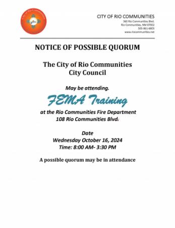 FEMA Training Possible Quorum 